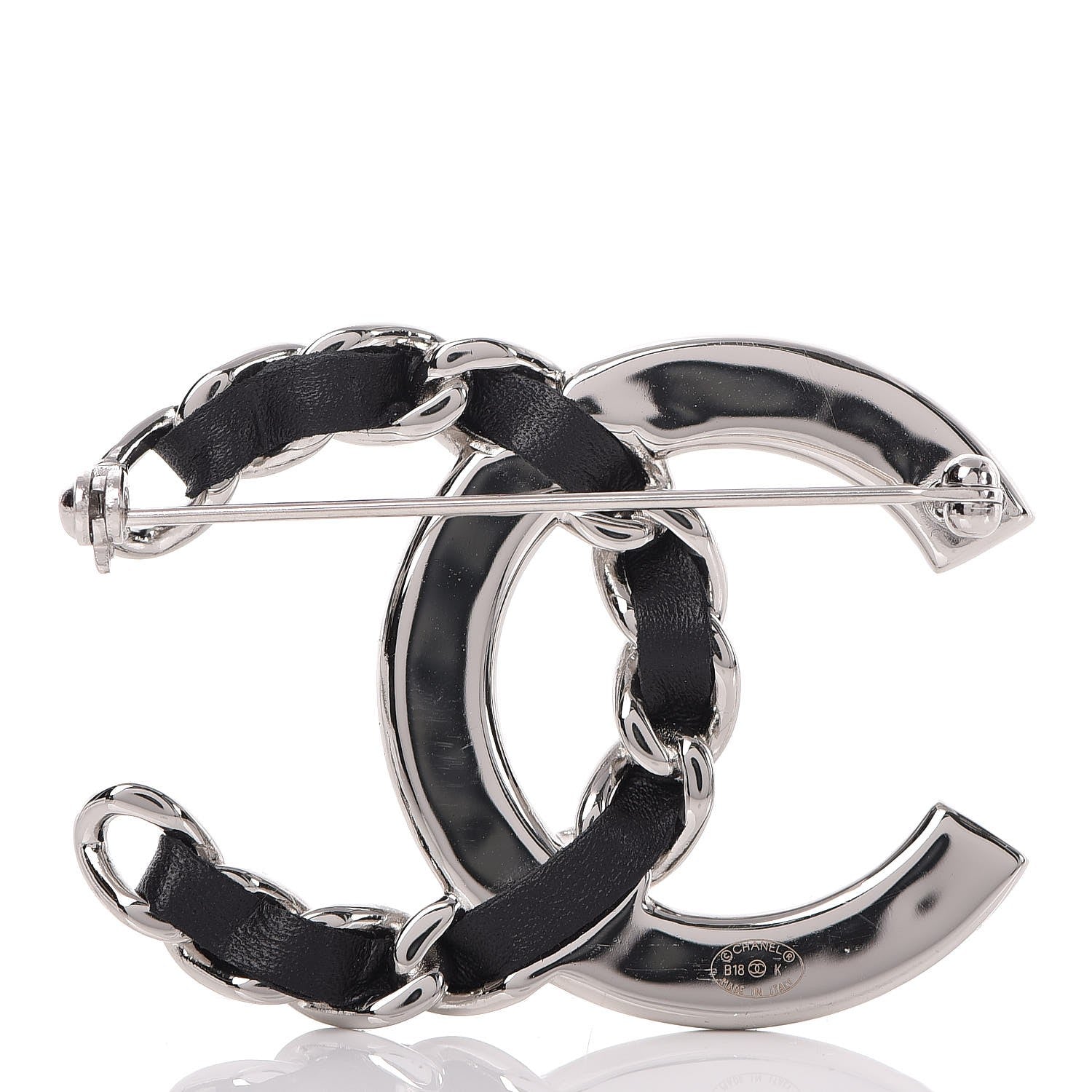 Chanel Lambskin Baguette Crystal CC Brooch Black Silver 3 of 5