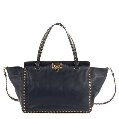 Valentino Garavani Vitello Medium Rockstud Tote Marine 1 of 9