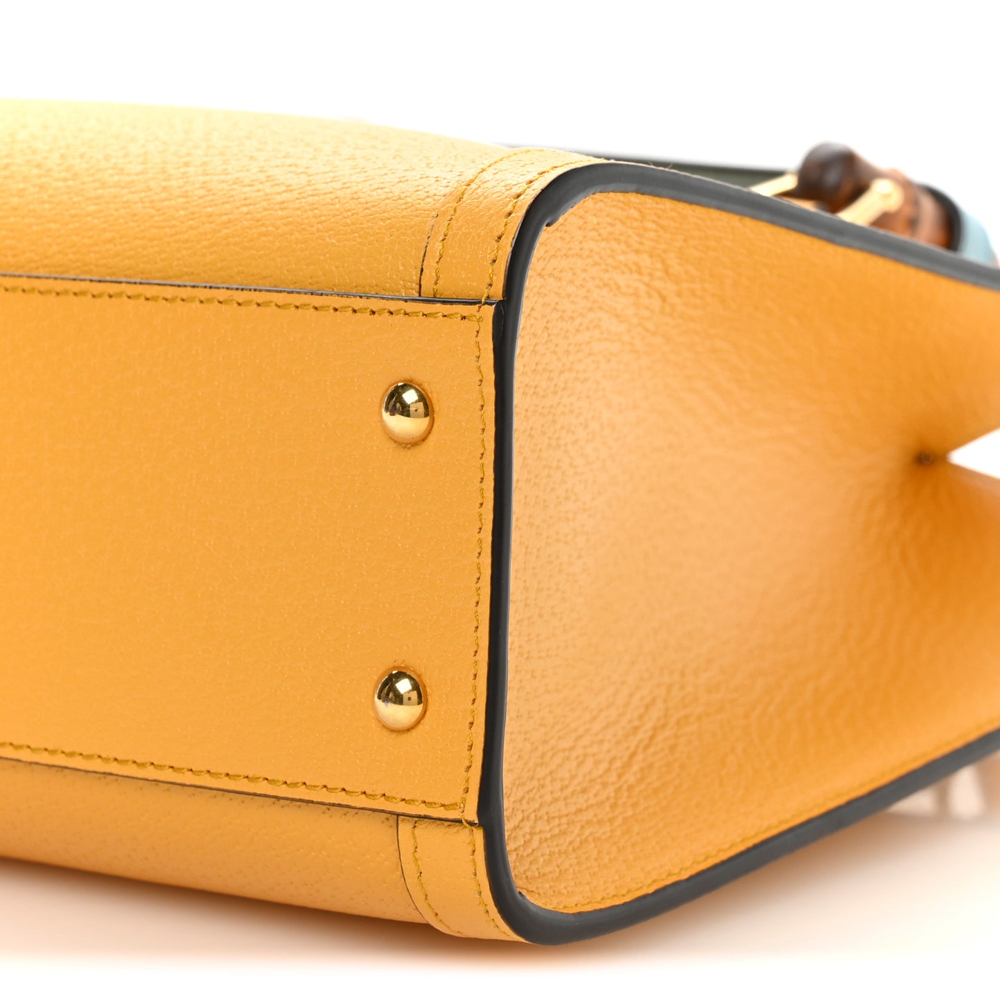 Textured Dollar Calfskin Web Small Diana Tote Bag Yellow Dusty Azure