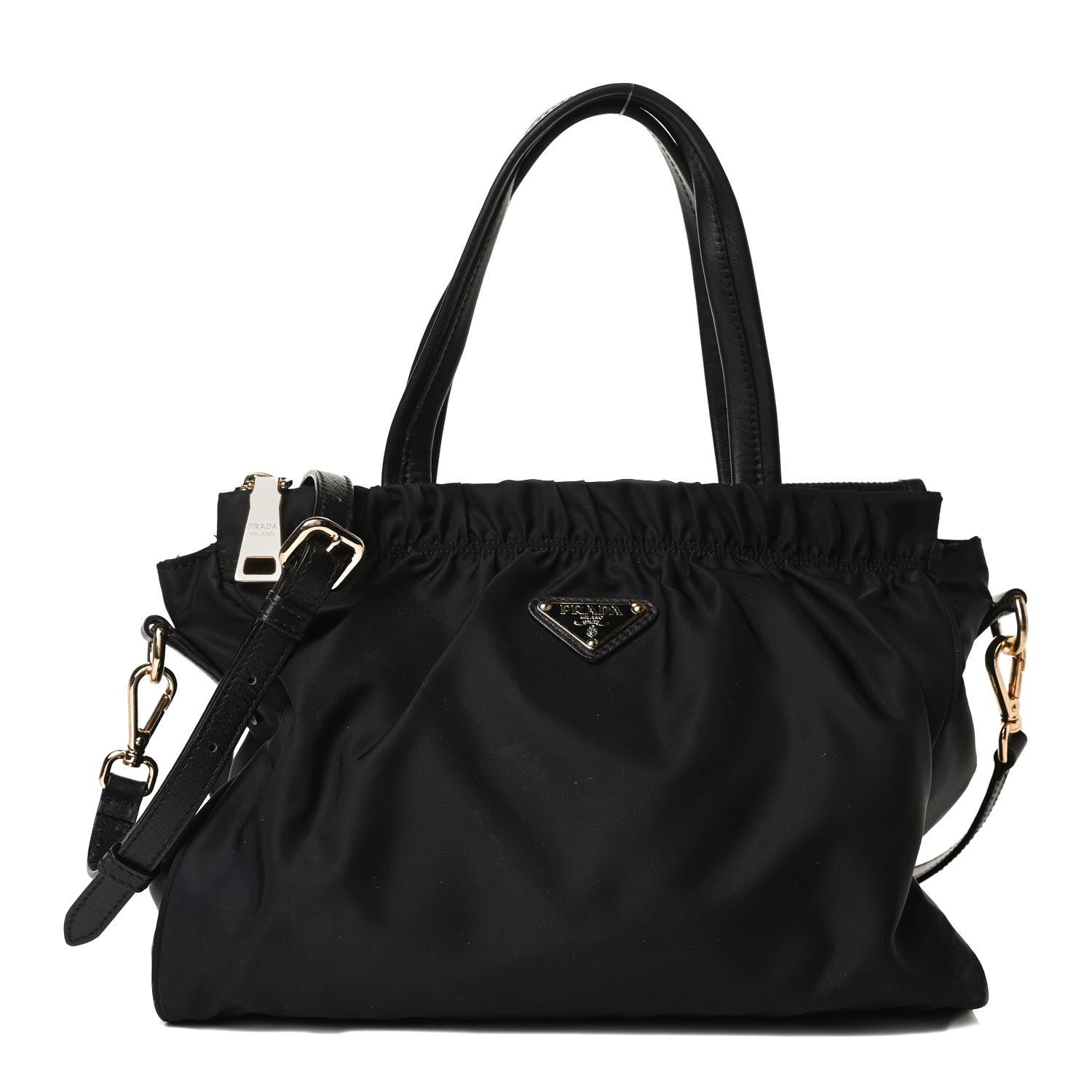 Prada Nylon Soft Calfskin Tote Black 1 of 12