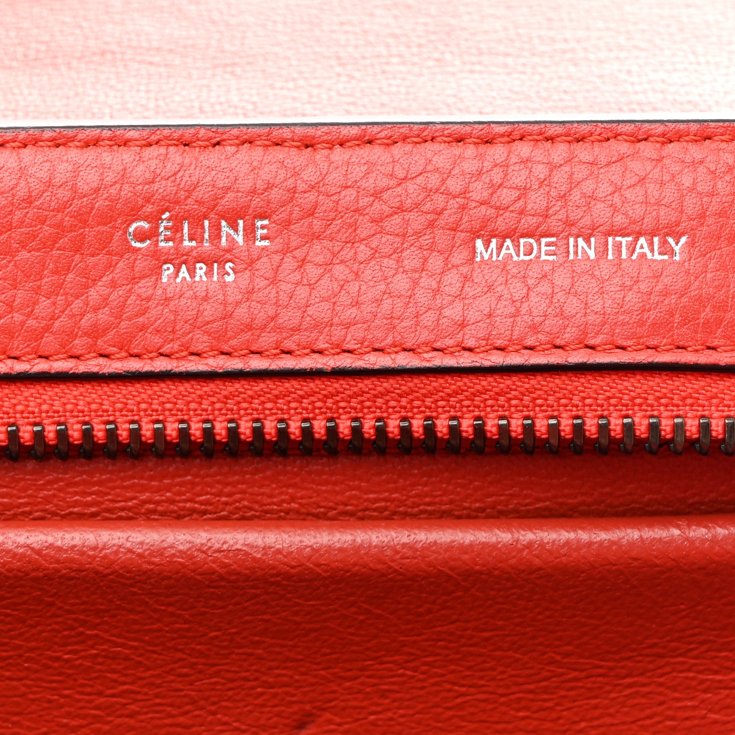 Celine Drummed Calfskin Small Trapeze Vermillion 6 of 11