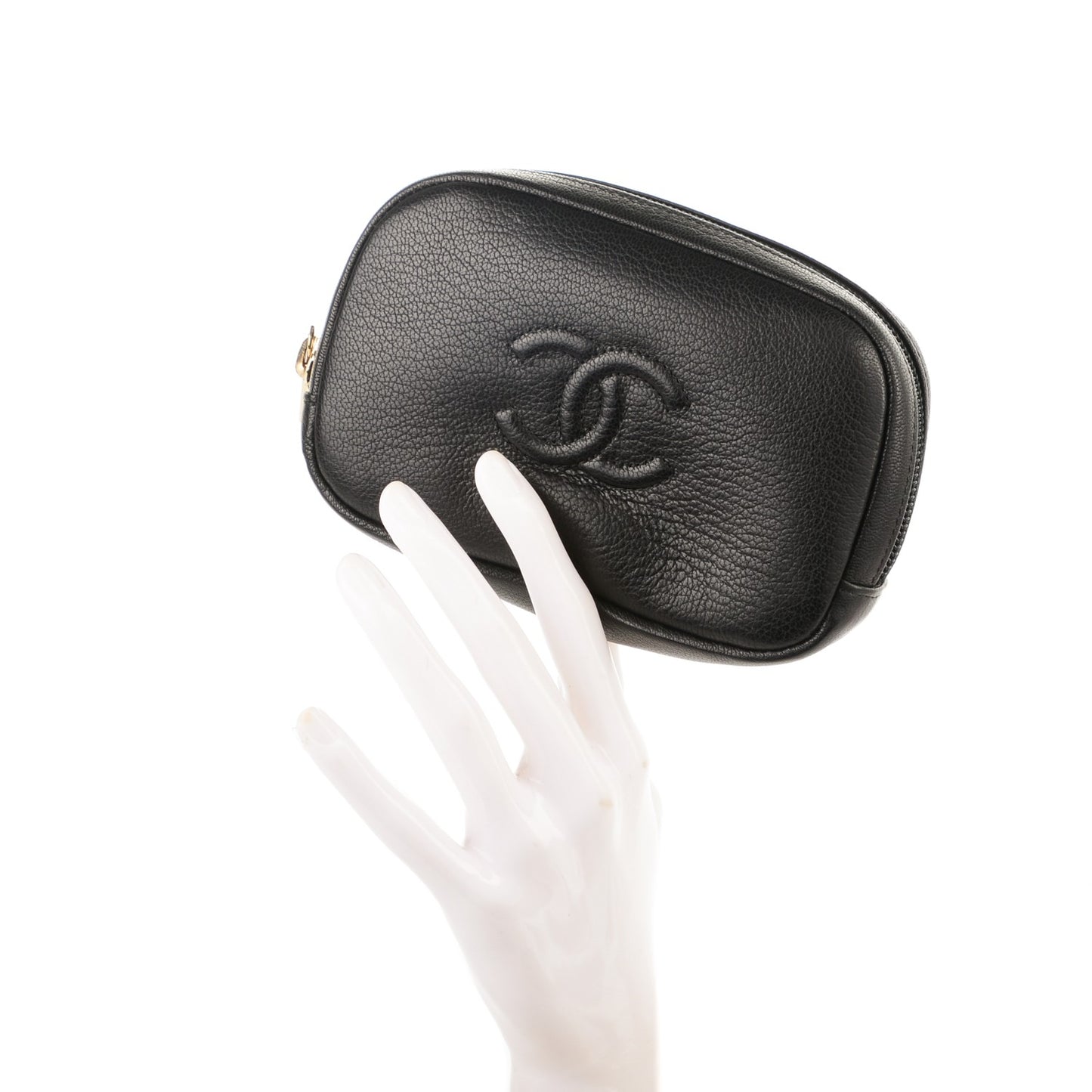 Goatskin CC Cosmetic Case Black