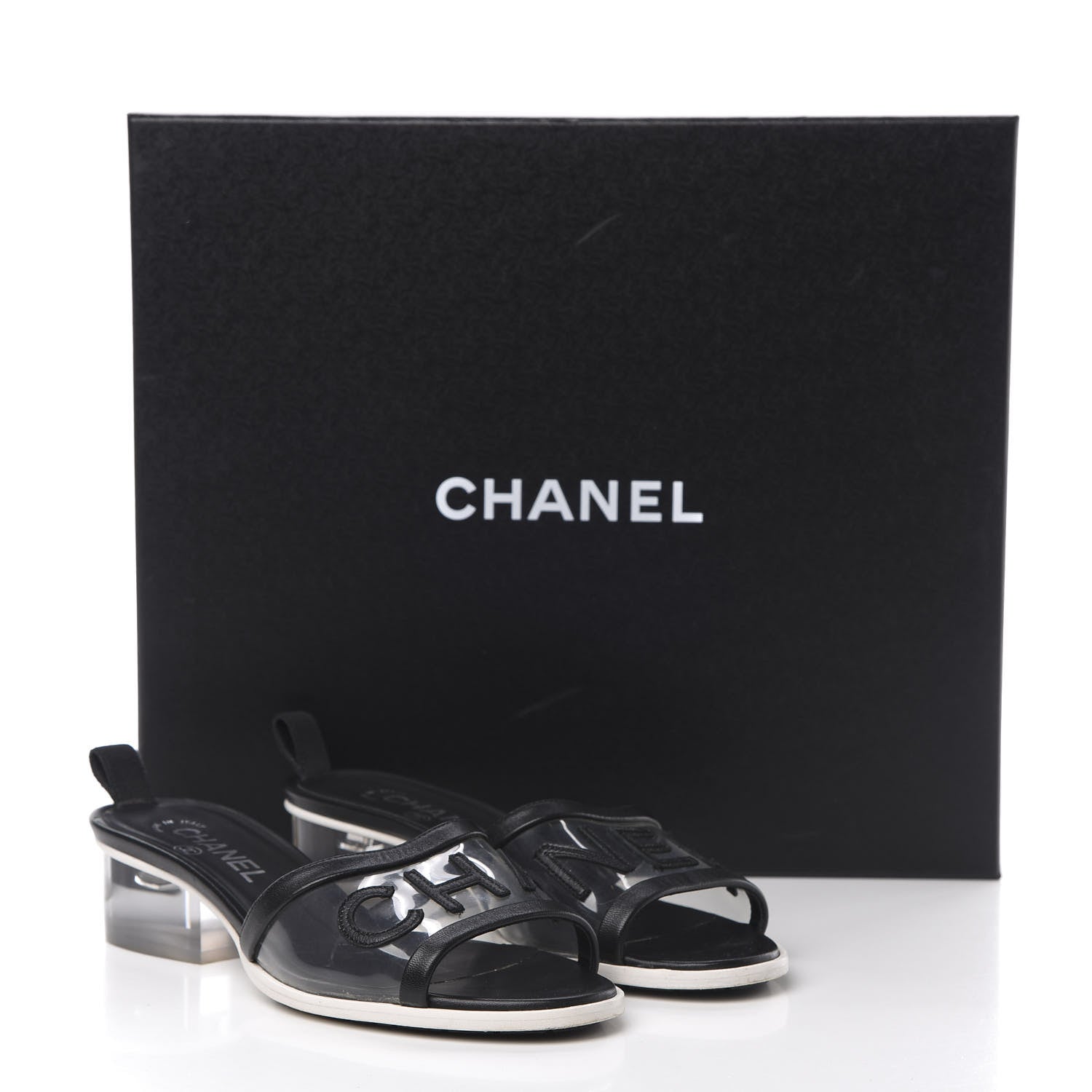Chanel PVC Lambskin Logo Mules 37 Black 10 of 10