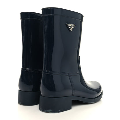 Prada Sport Rubber Metal Triangle Logo Ankle Rain Boots 40 Black 4 of 7