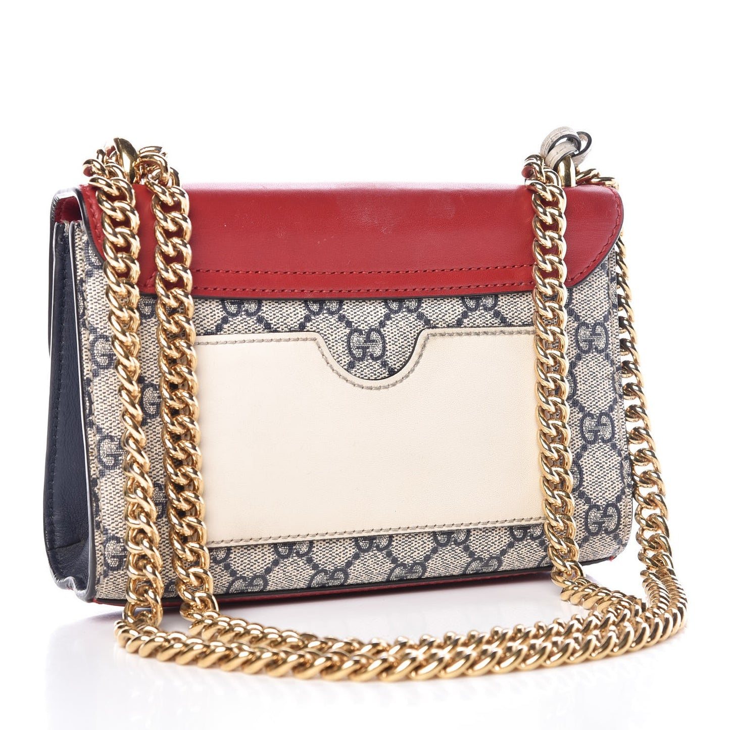 GG Supreme Monogram Moon Calfskin Small Padlock Shoulder Bag Beige Blue Hibiscus Red Mystic White
