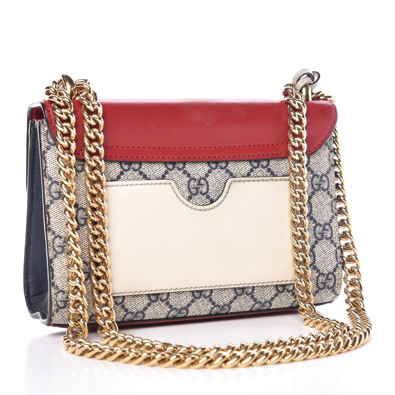 Gucci GG Supreme Monogram Moon Calfskin Small Padlock Shoulder Bag Beige Blue Hibiscus Red Mystic White 3 of 16