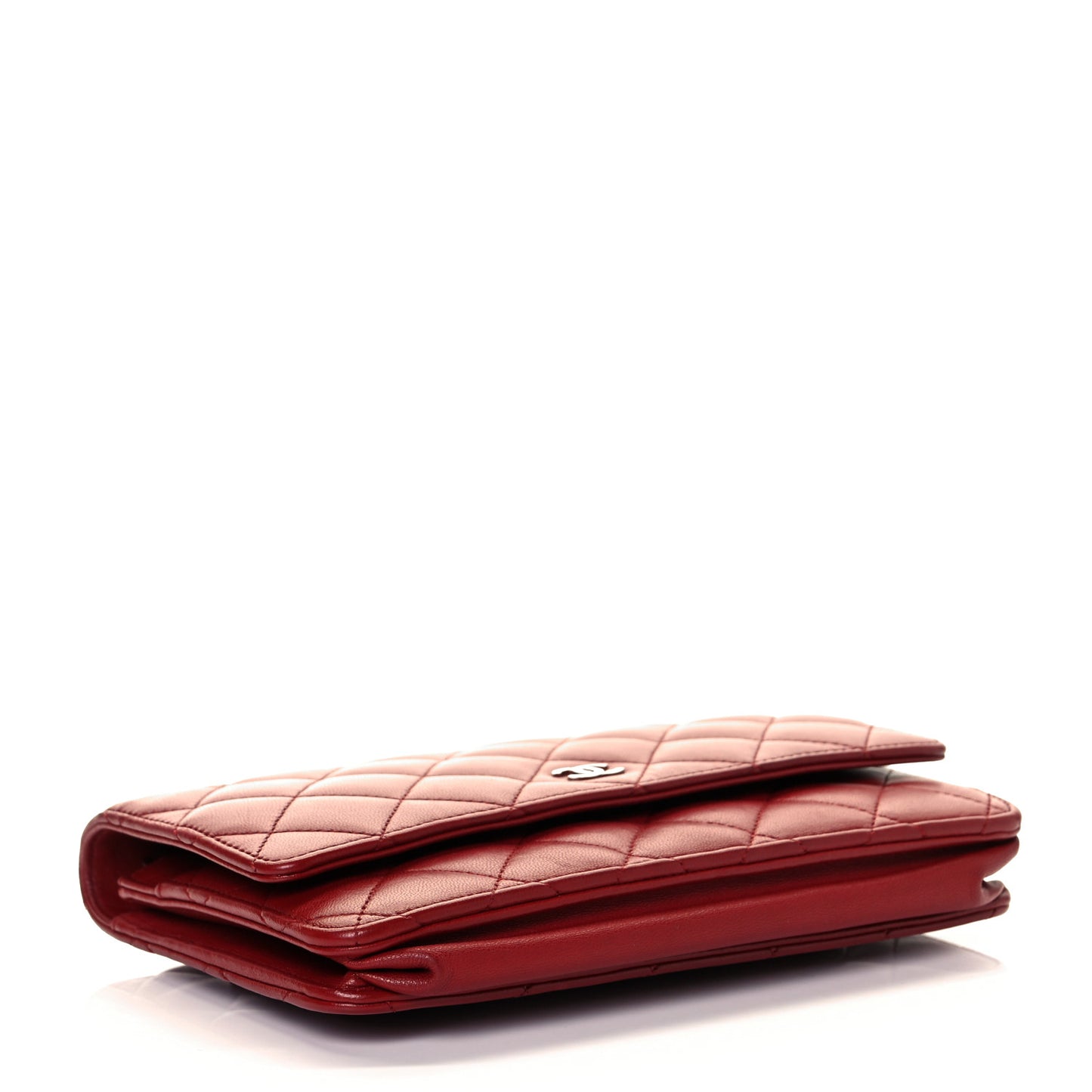 Lambskin Quilted Wallet On Chain WOC Red