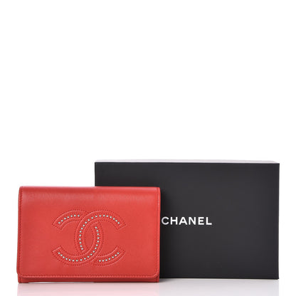 Chanel Lambskin Studded Timeless CC Small Flap Wallet Red 9 of 9