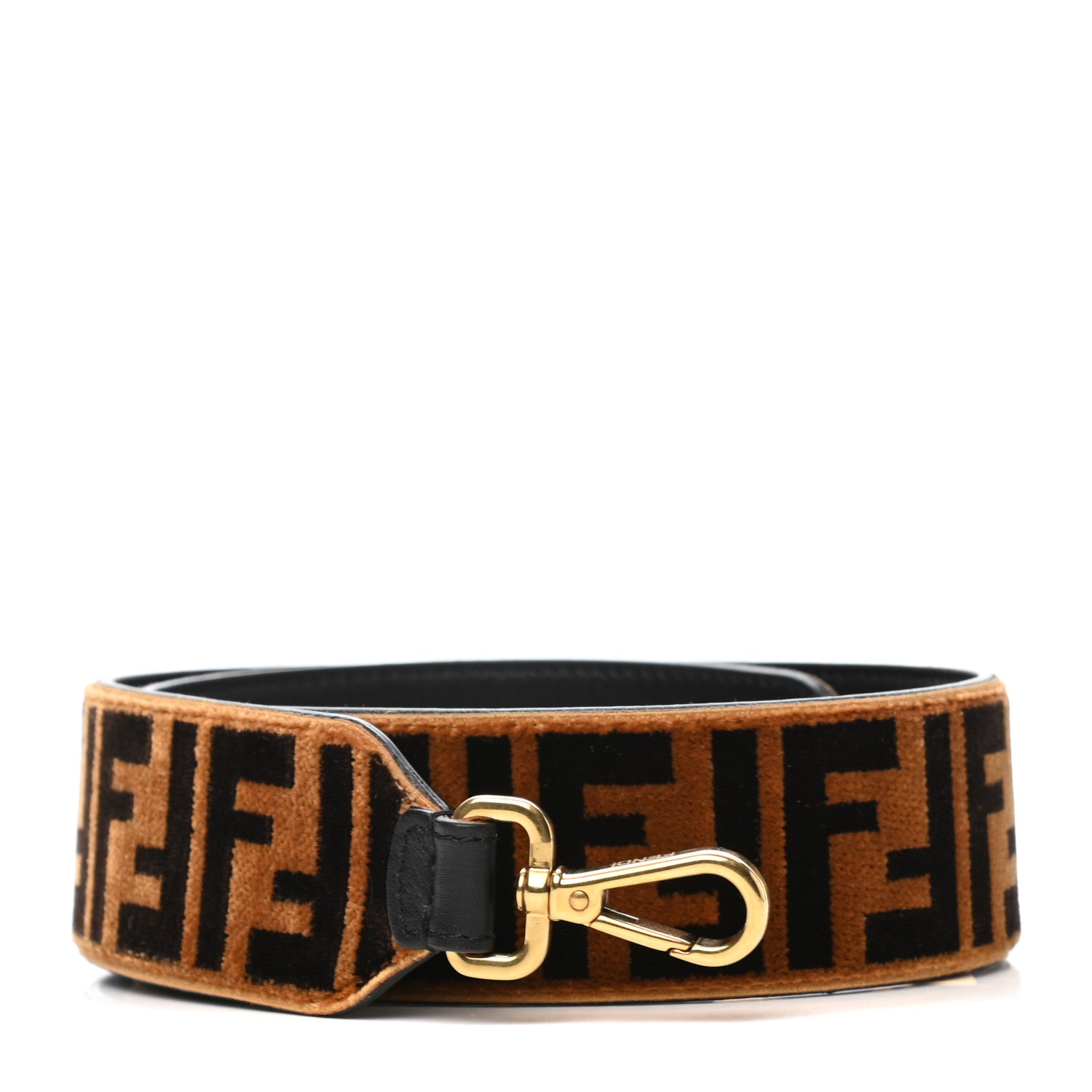 Fendi Velvet Tapestry FF Strap You Tobacco 1 of 4