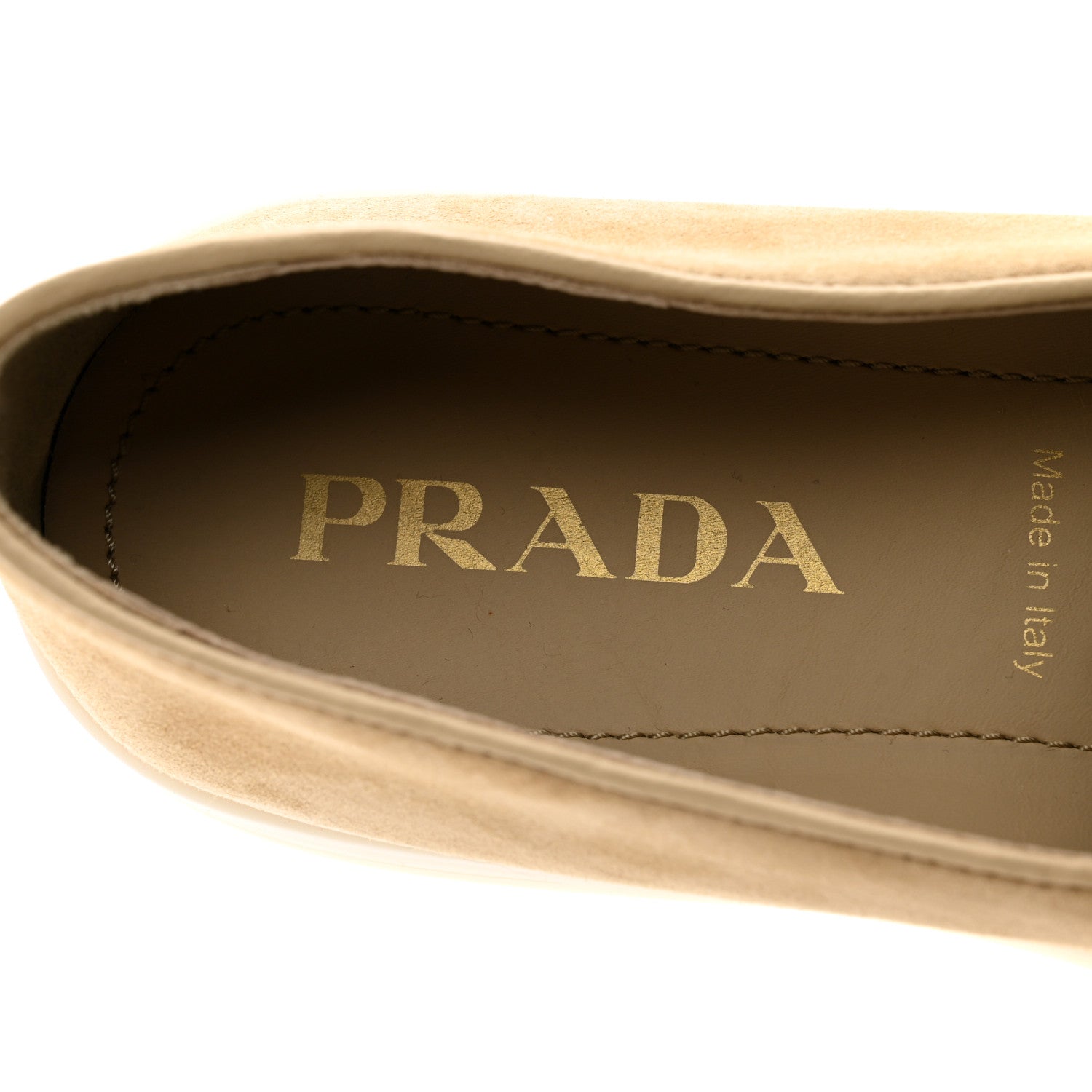 Prada Suede Saint Tropez Loafer 39 Ecru 7 of 8