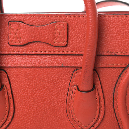 Celine Drummed Calfskin Nano Luggage Coquelicot 14 of 18