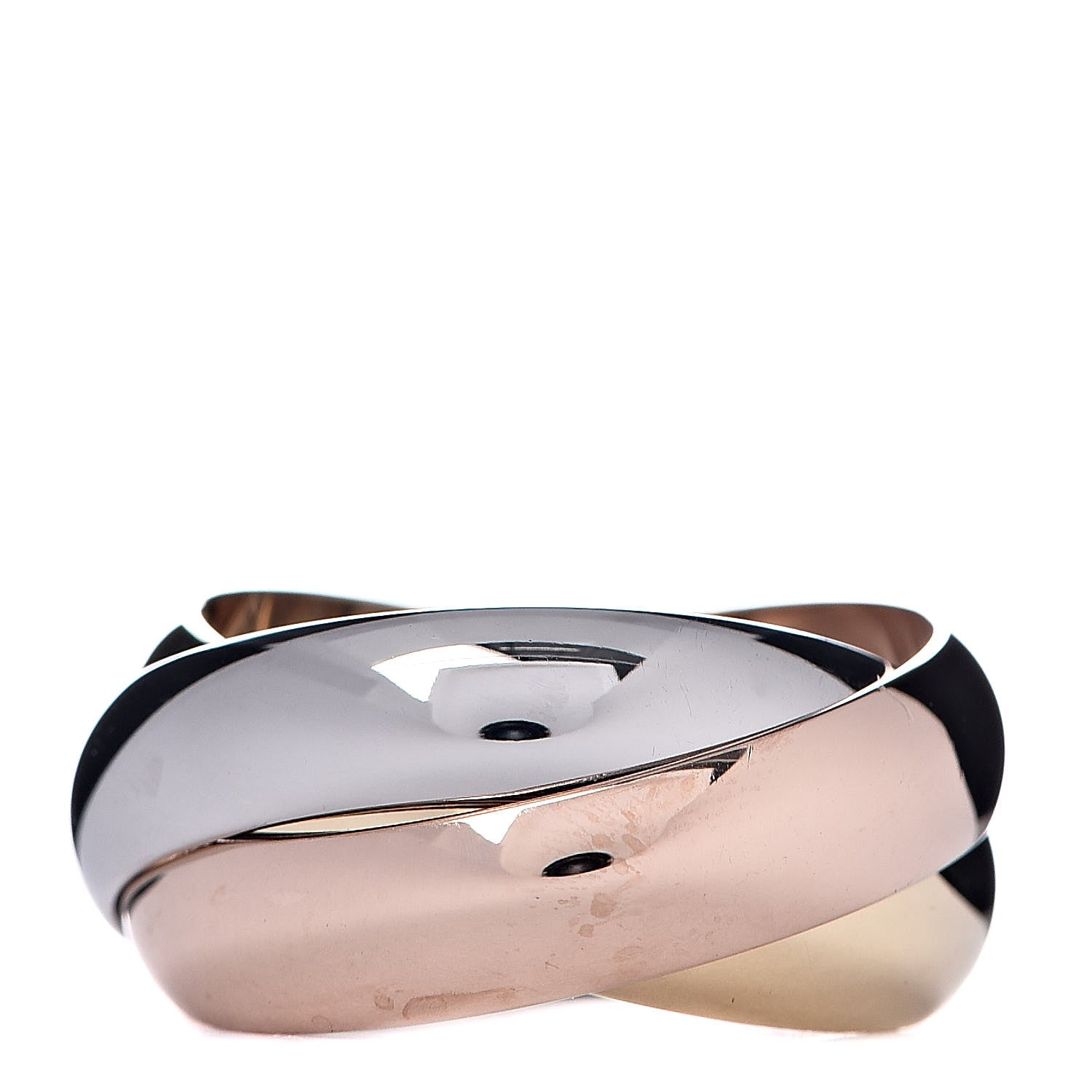 Cartier 18K Pink Yellow White Gold Large Trinity Ring 55 7.25 3 of 4