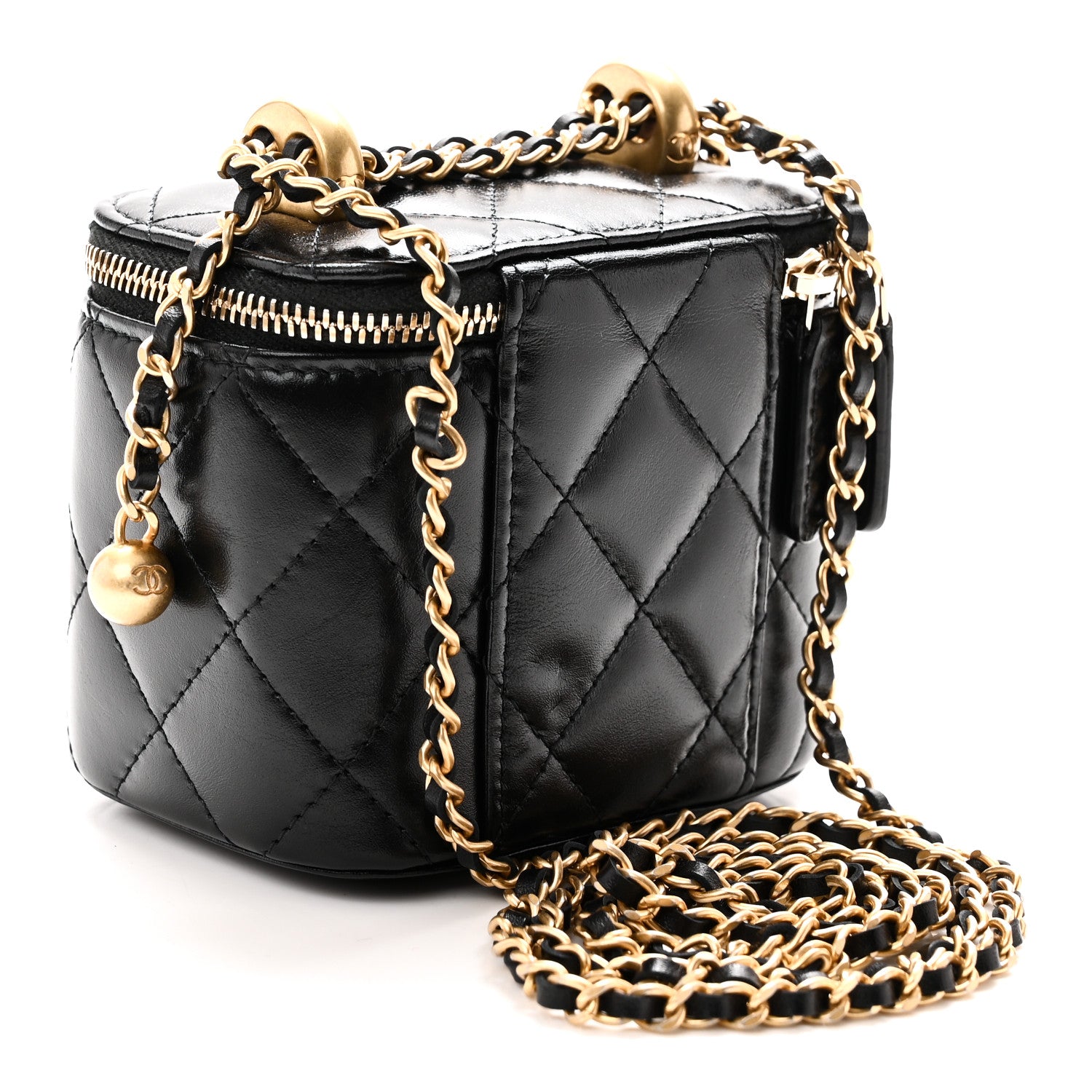 Chanel Calfskin Quilted Mini Perfect Fit Vanity Case With Chain Black 3 of 10
