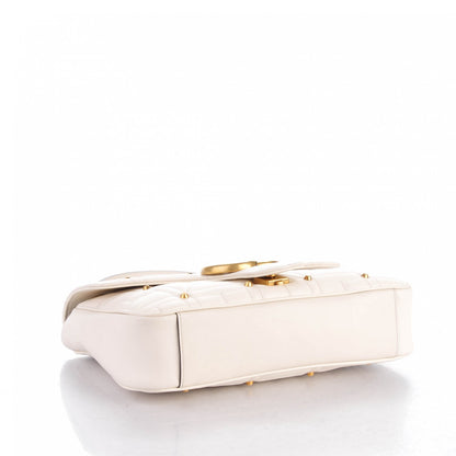 Gucci Calfskin Matelasse Studded Medium GG Marmont Shoulder Bag White 4 of 7