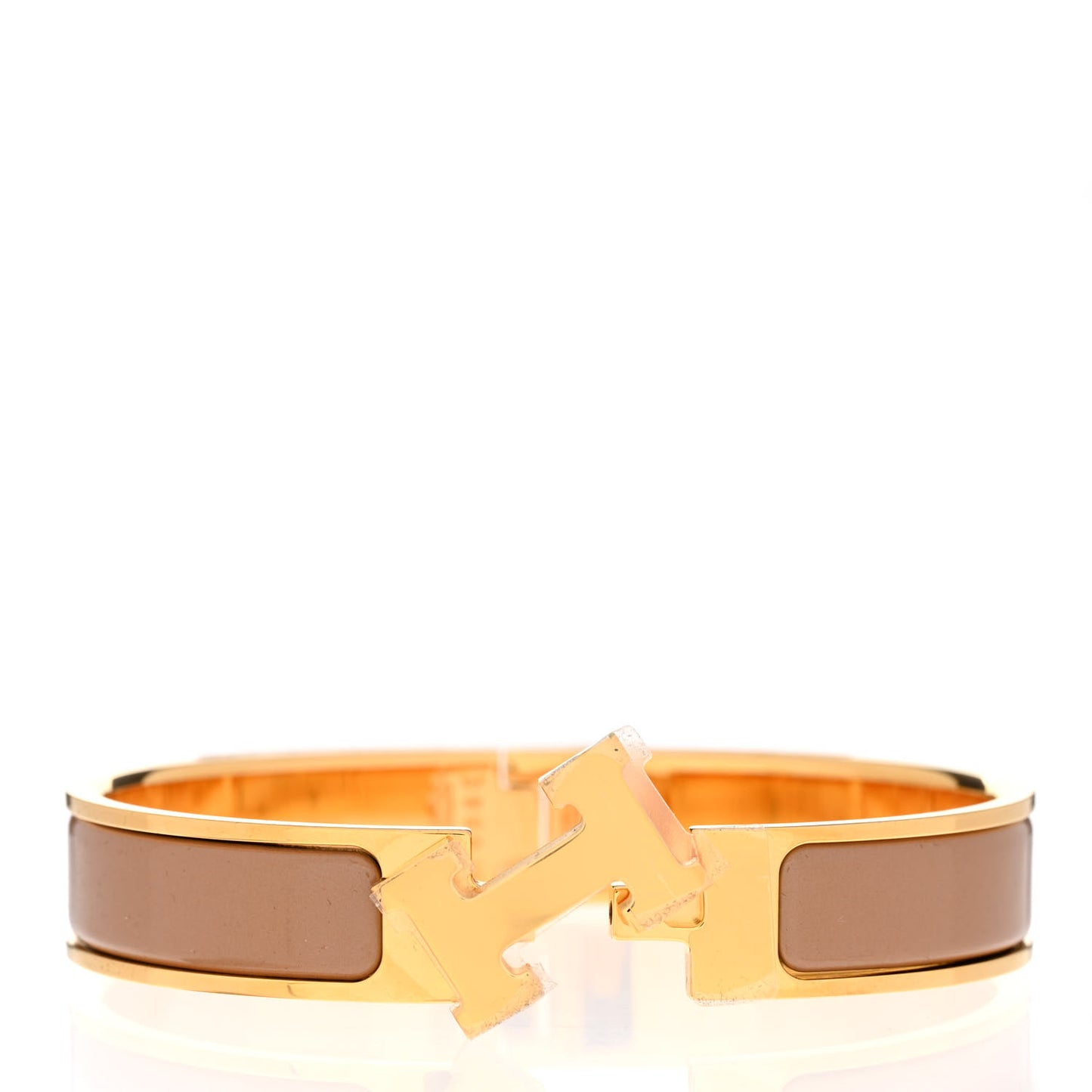 Enamel Narrow Clic Clac H Bracelet GM Marron Glace