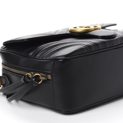 Gucci Calfskin Matelasse Sylvie Web Small GG Marmont Top Handle Shoulder Bag Black 6 of 10