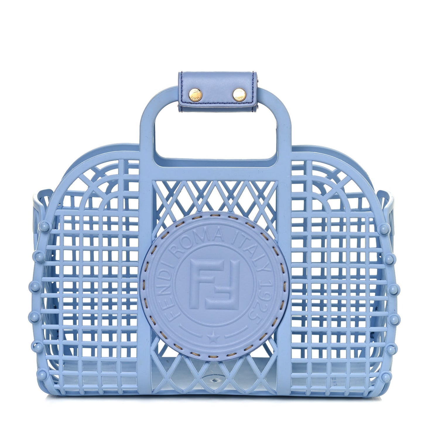 Recycled Plastic Vitello Liberty Matte Small Fendi Basket Light Blue