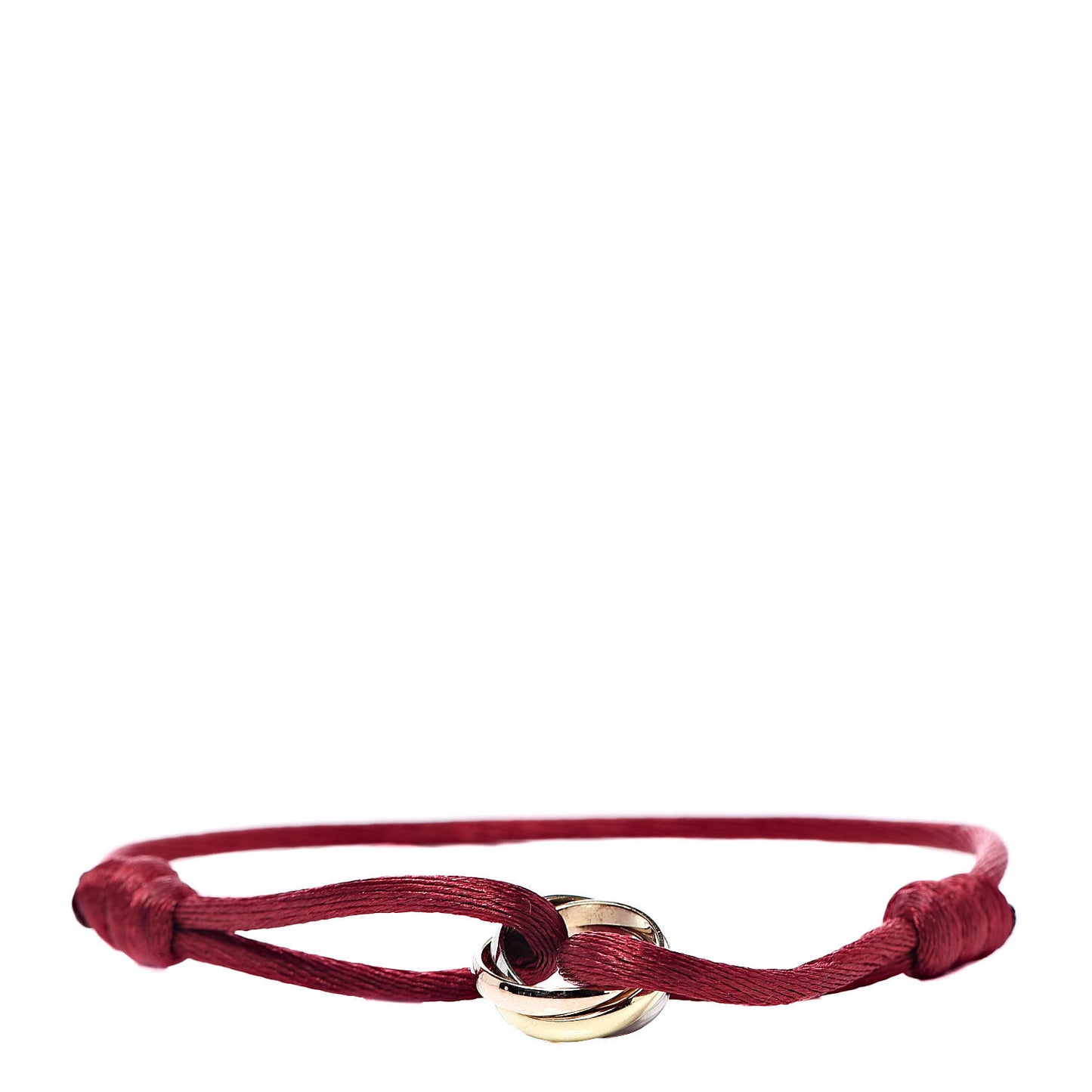 18K Pink Yellow White Gold Trinity Cord Bracelet Red