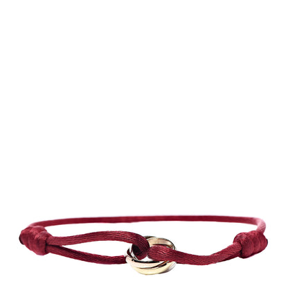Cartier 18K Pink Yellow White Gold Trinity Cord Bracelet Red 1 of 8