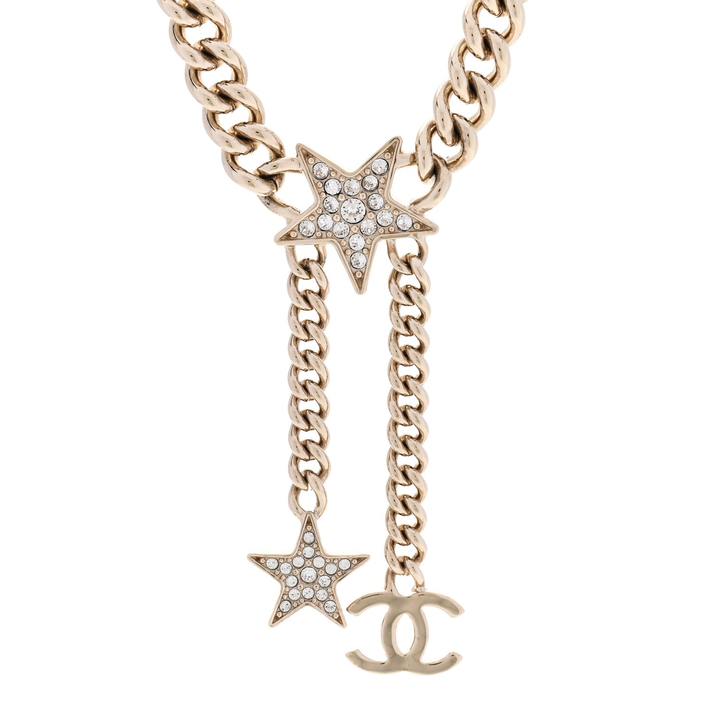 Metal Crystal Chain CC Star Pendant Choker Necklace