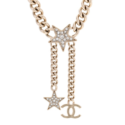 Chanel Metal Crystal Chain CC Star Pendant Choker Necklace 4 of 6