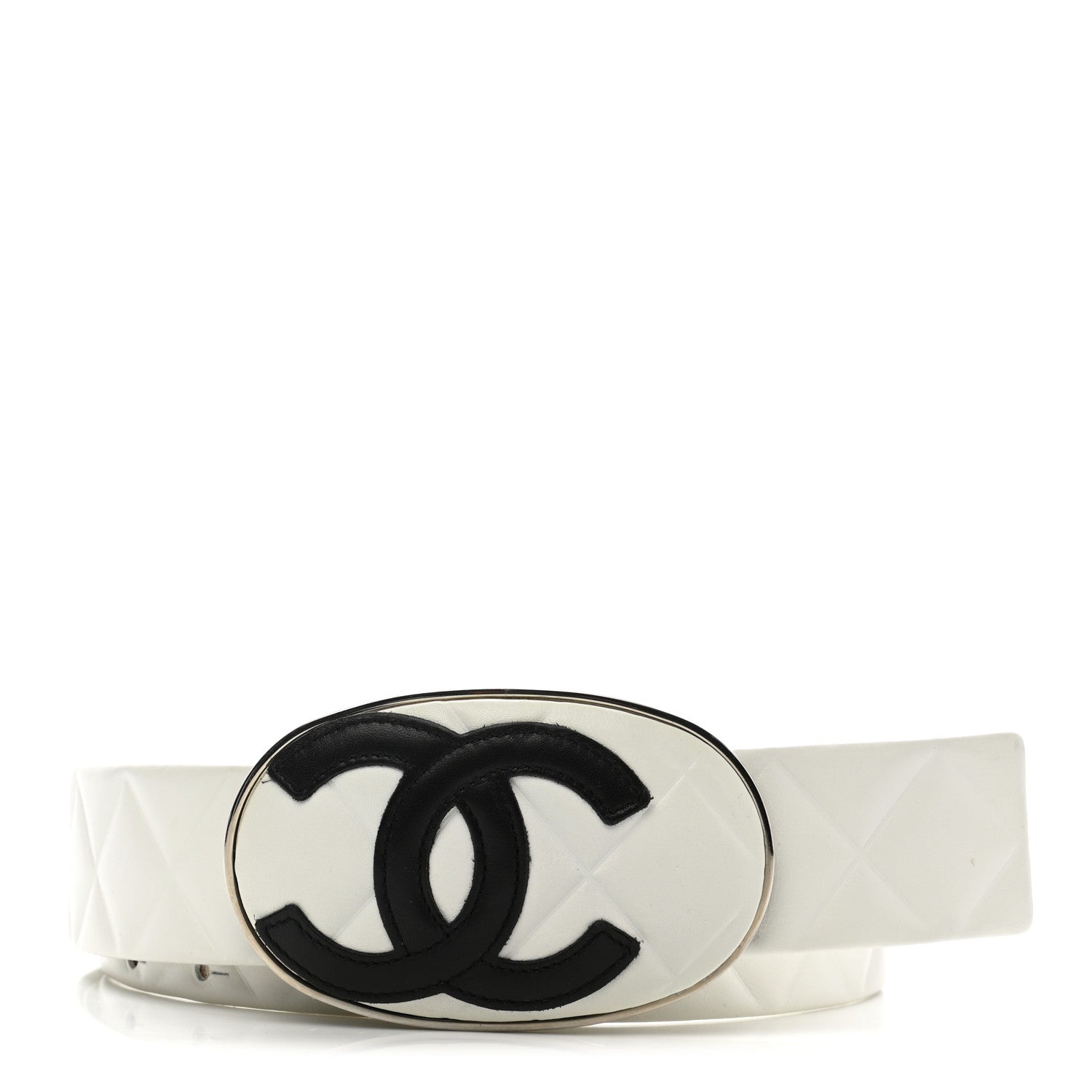 Chanel Lambskin Quilted CC Belt 70 28 White 1 of 10