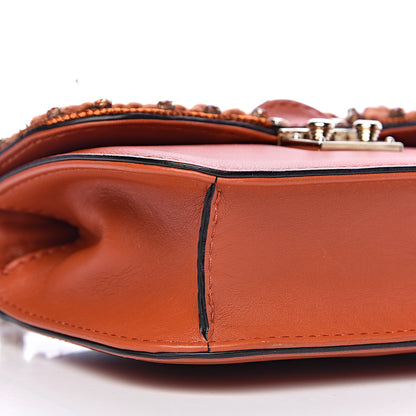 Valentino Garavani Vitello Crystal Embellished Small Glam Lock Rockstud Flap Orange 11 of 13
