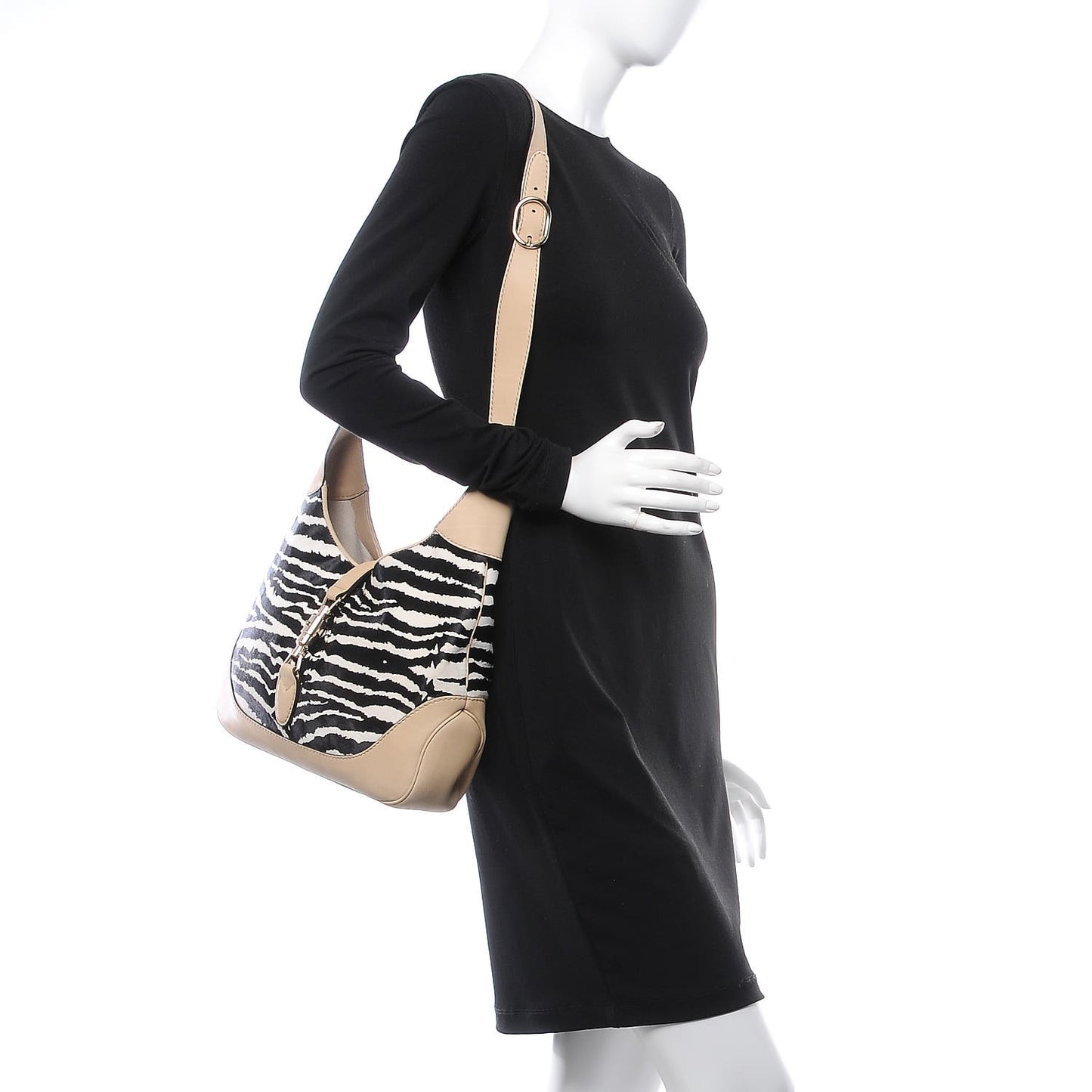 Pony Hair Zebra Print Medium Jackie Shoulder Bag