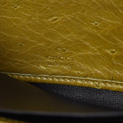 Gucci Ostrich Bamboo Zip Around Wallet Green 6 of 13