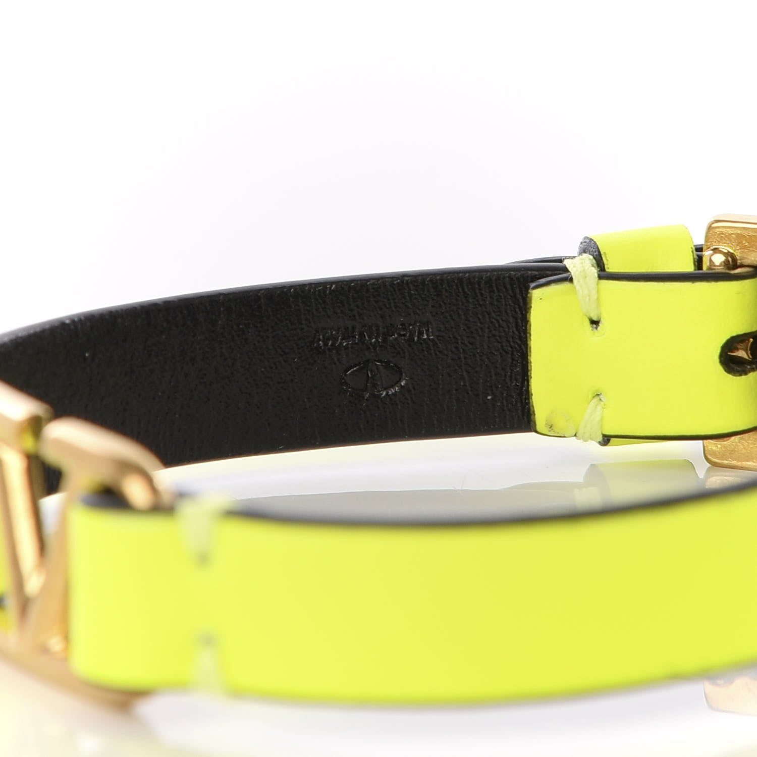 Valentino Garavani Calfskin VLogo Bracelet Lime 3 of 5