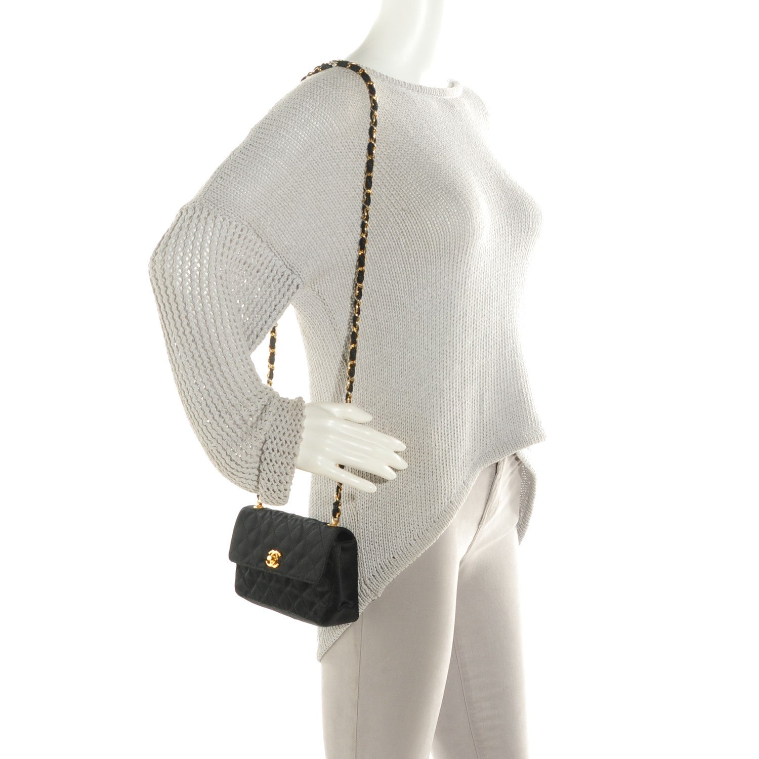 Chanel Satin Quilted Extra Mini Flap Black 2 of 8