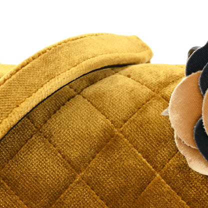 Chanel Velvet Quilted Small Camellia Flap Yellow Navy Charcoal 9 of 12