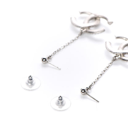 Chanel Baguette Crystal CC Drop Earrings Silver 3 of 5
