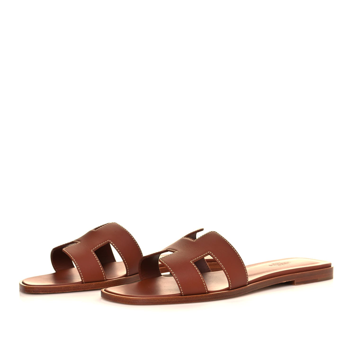 Hermes Box Calfskin Oran Sandals 38.5 Gold 3 of 8
