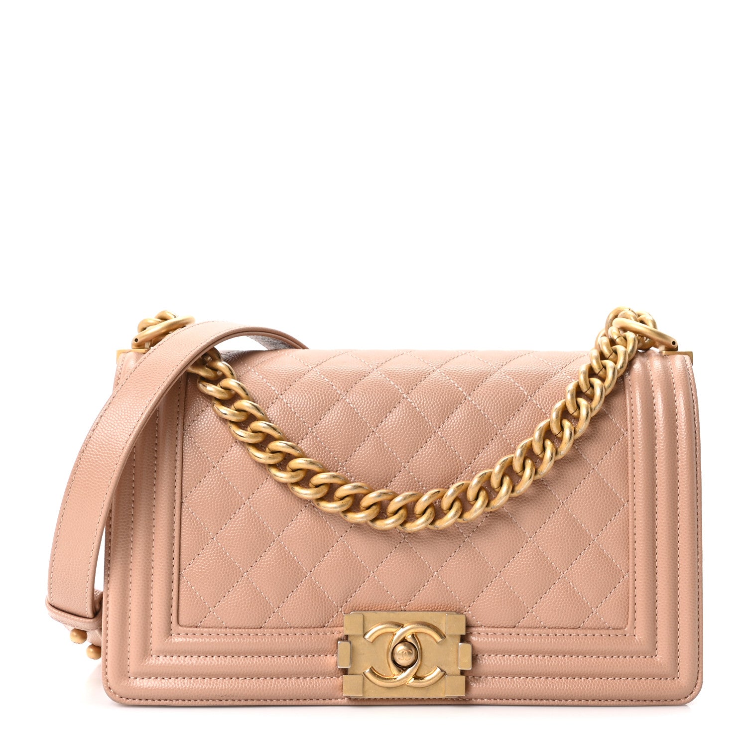 Chanel Caviar Quilted Medium Boy Flap Beige 1 of 10