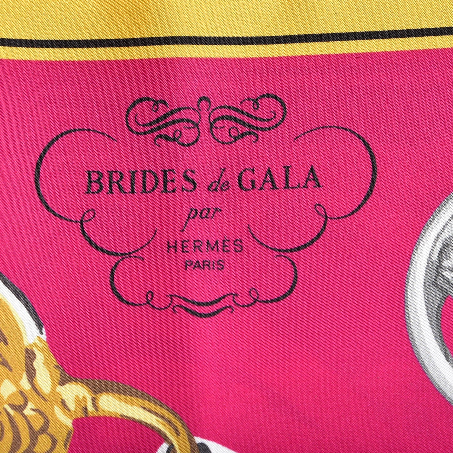Hermes Silk Brides De Gala Maxi Twilly Fuchsia Noir Vieil Or 3 of 5