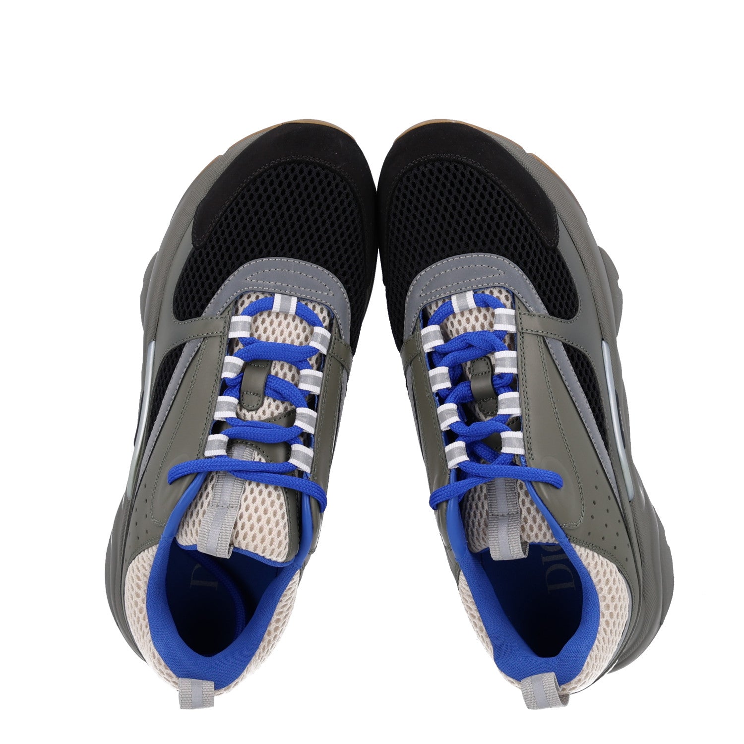 Christian Dior Technical Mesh Calfskin Mens B22 Sneakers 41 Olive Green Black White Grey 2 of 8