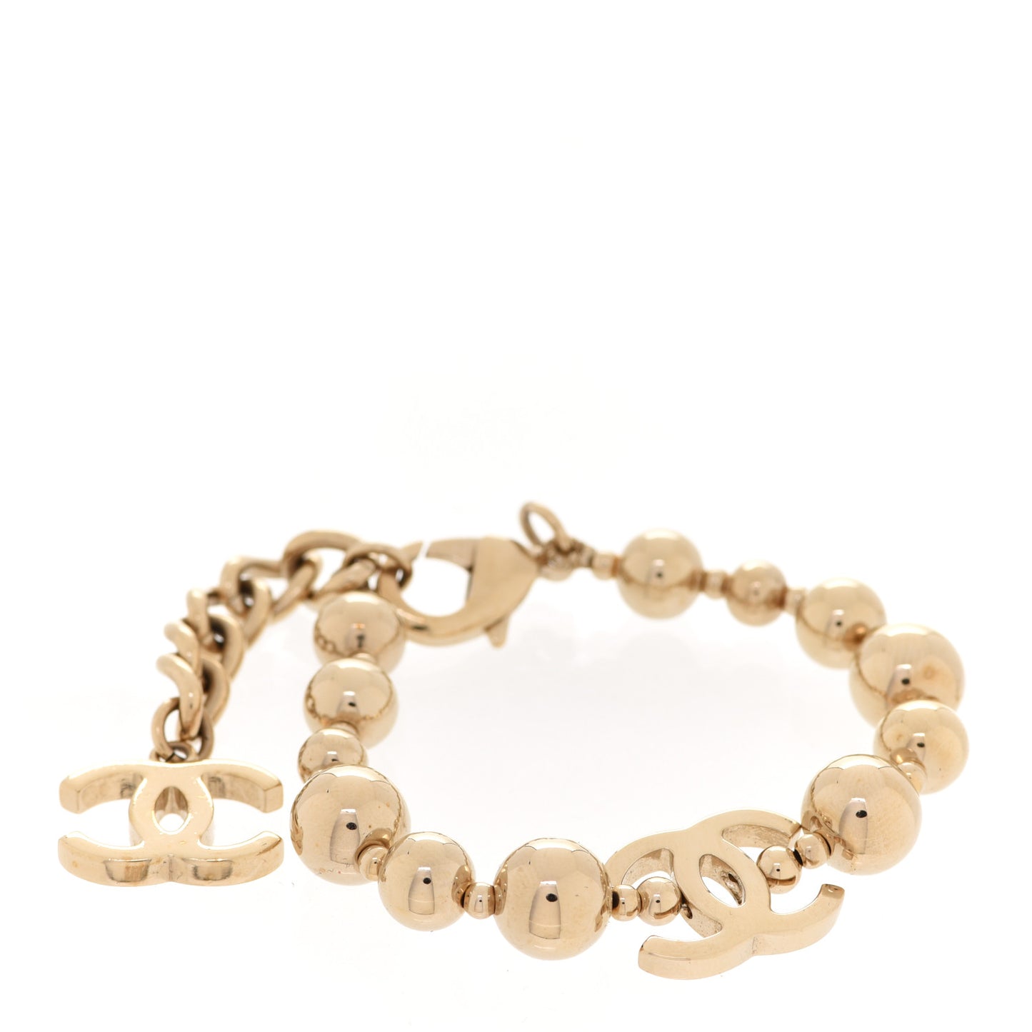 Metal Beaded CC Bracelet Gold