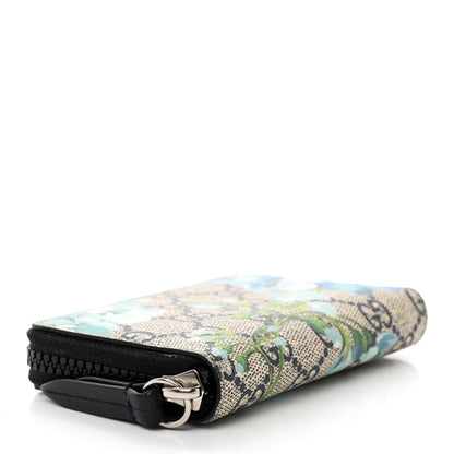 Gucci GG Supreme Monogram Blooms Zip Around Card Case Wallet Beige Blue Navy 4 of 6