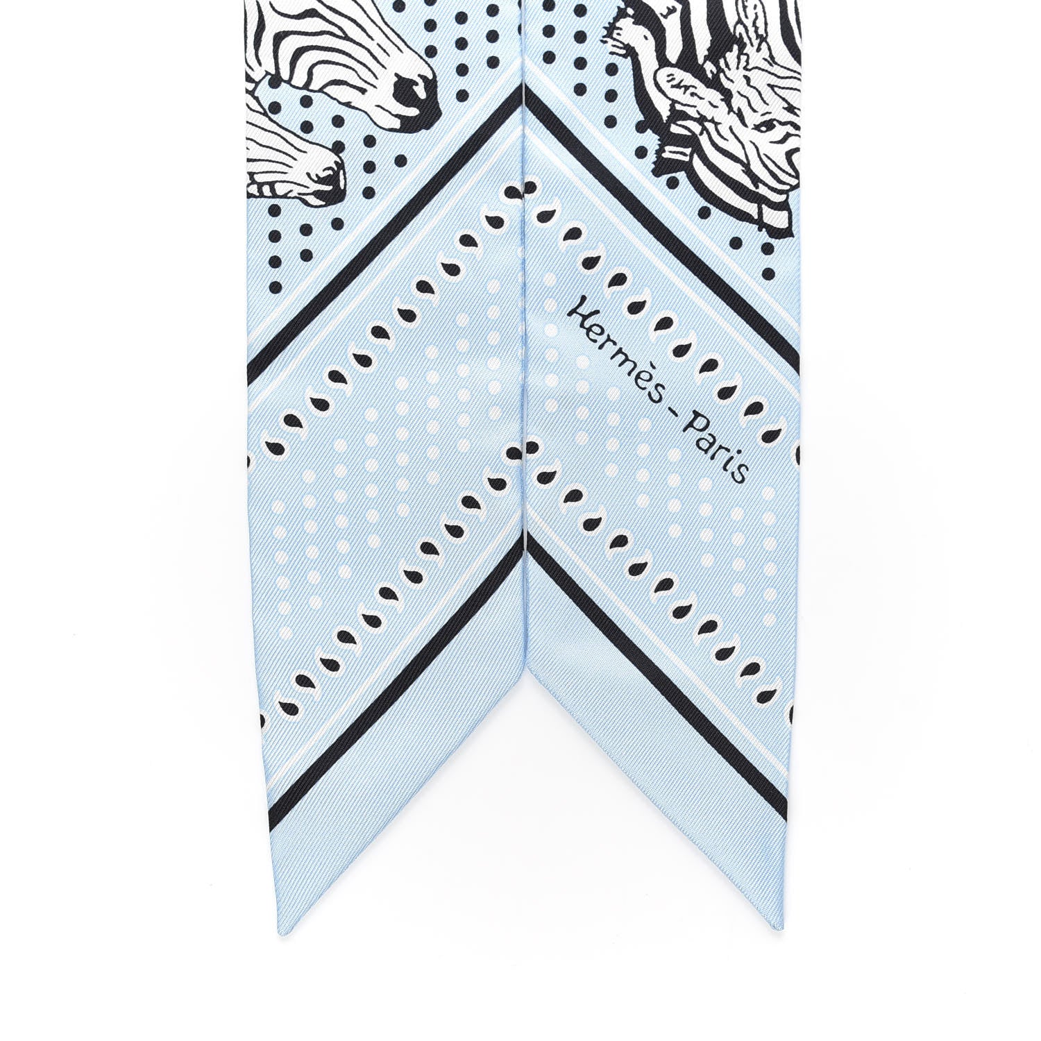 Hermes Silk Les Zebres Twilly Ciel Black White 4 of 4