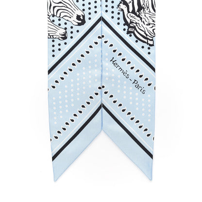 Hermes Silk Les Zebres Twilly Ciel Black White 4 of 4