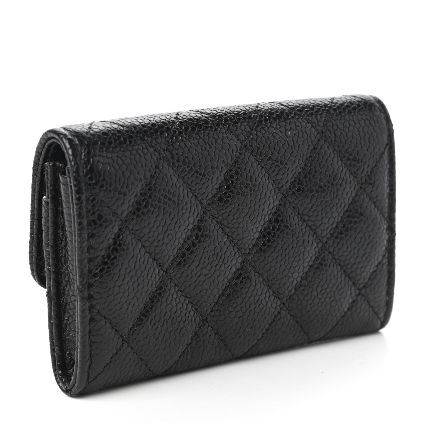 Caviar Quilted Incognito Flap Card Holder Black