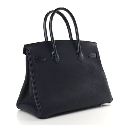 Hermes Togo Shiny Niloticus Crocodile Birkin Touch 30 Bleu Nuit 3 of 10