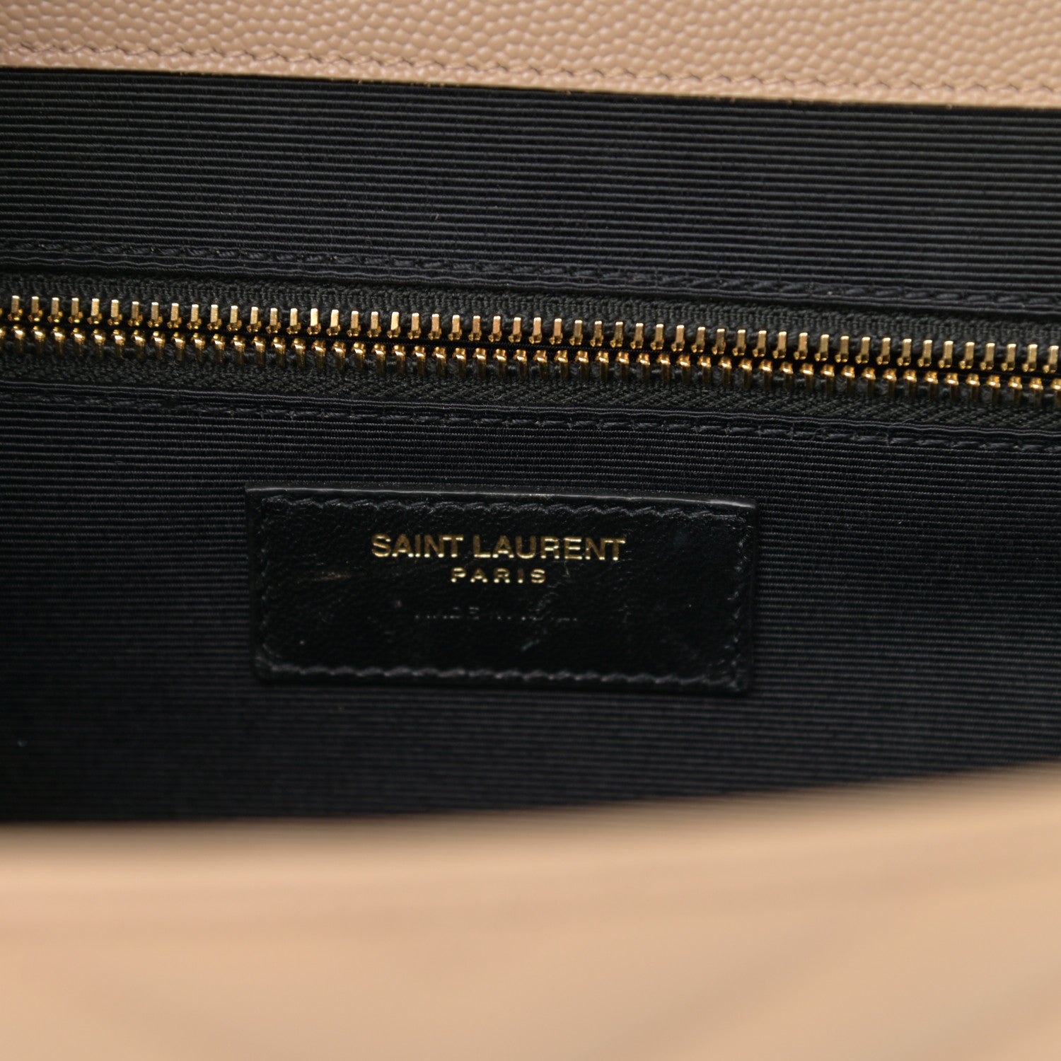 Saint Laurent Grain De Poudre Matelasse Chevron Large Monogram Satchel Dark Beige 6 of 12