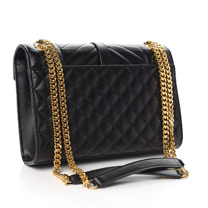 Saint Laurent Grain De Poudre Textured Mixed Matelasse Triquilt Medium Monogram Satchel Black 3 of 10