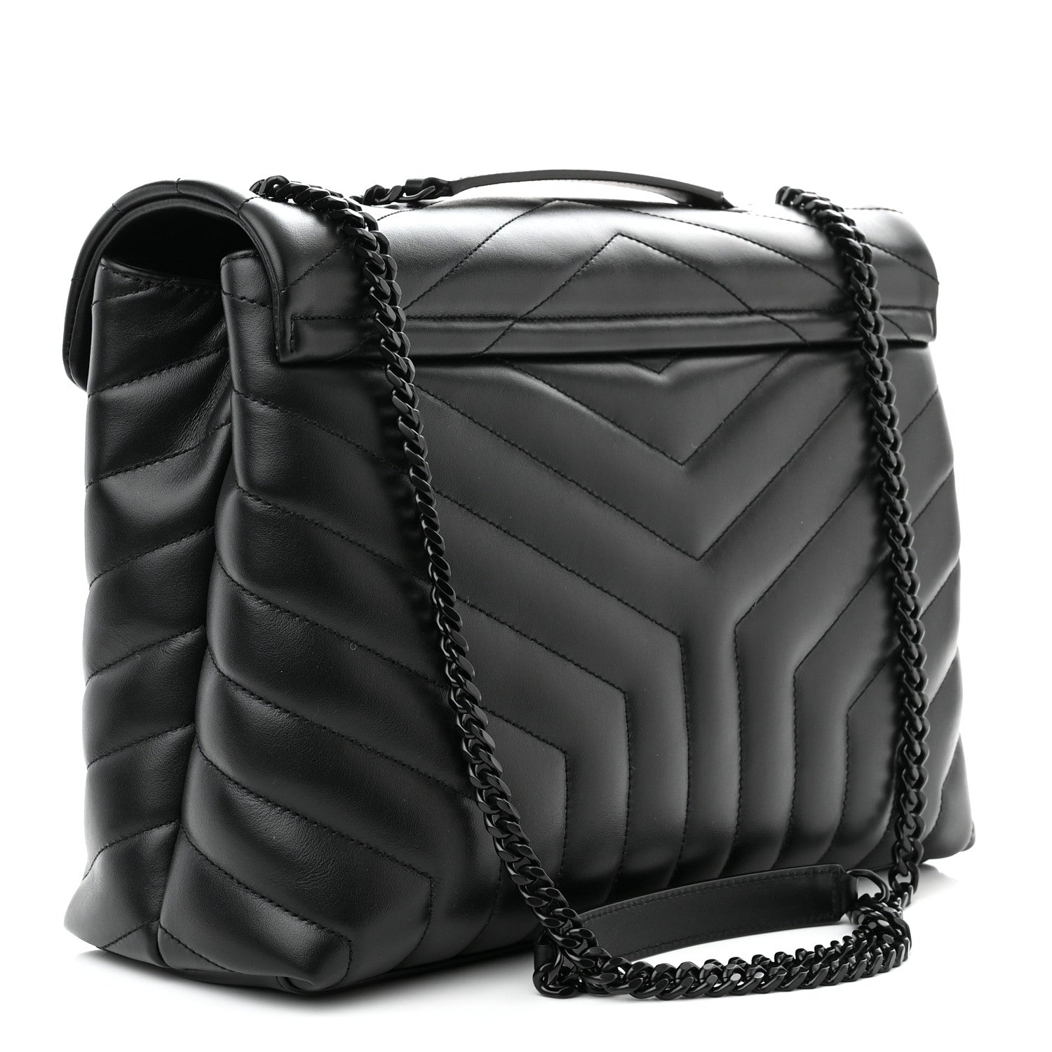 Saint Laurent Calfskin Y Quilted Monogram Monochrome Medium Loulou Chain Satchel Black 3 of 11
