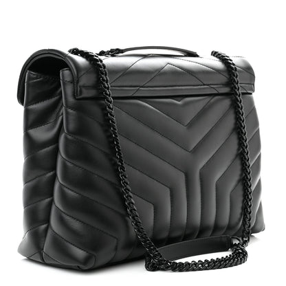 Saint Laurent Calfskin Y Quilted Monogram Monochrome Medium Loulou Chain Satchel Black 3 of 11