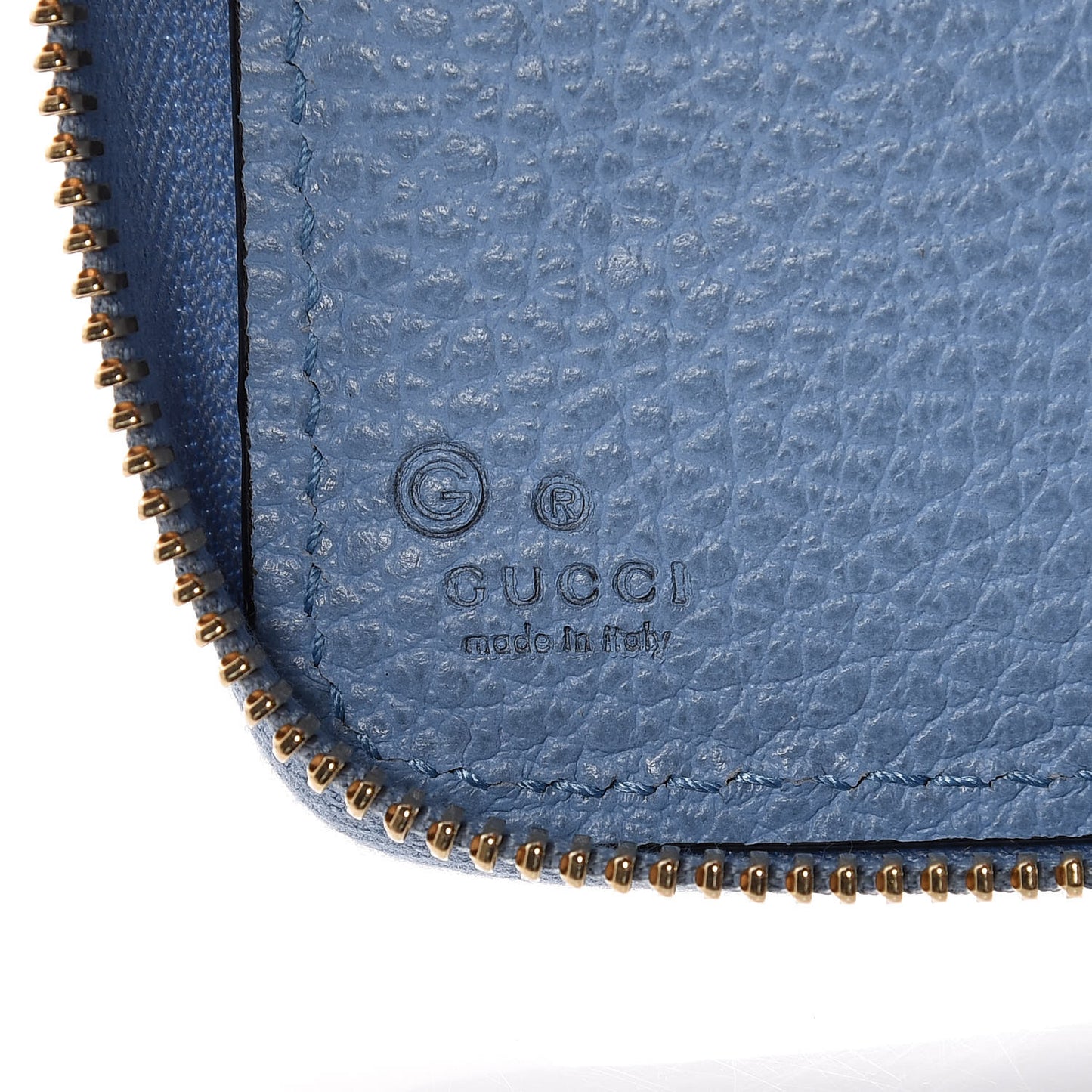 Monogram Dollar Calfskin Zip Around Compact Wallet Beige Ebony Mineral Blue