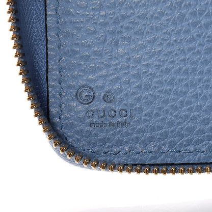 Gucci Monogram Dollar Calfskin Zip Around Compact Wallet Beige Ebony Mineral Blue 6 of 8