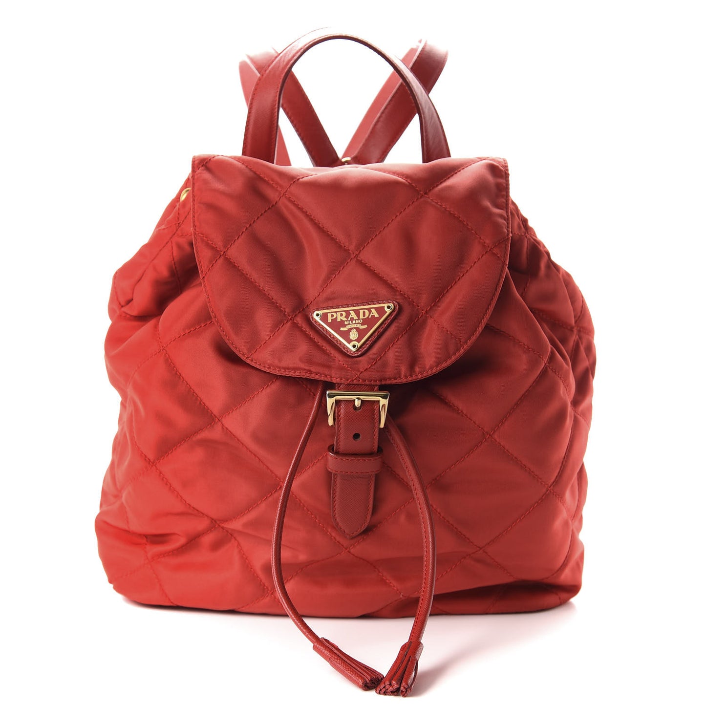 Tessuto Nylon Vela Quilted Cinch Backpack Red